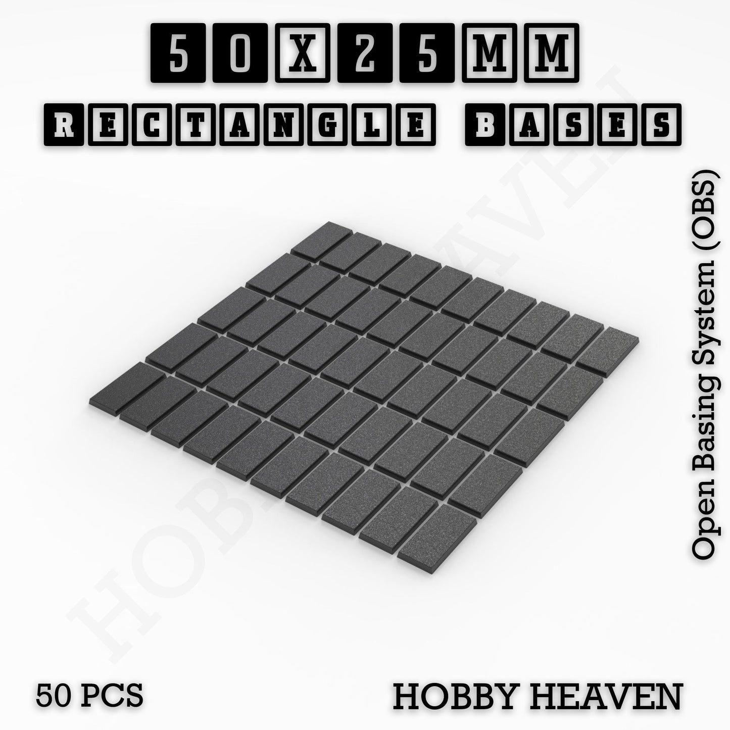 Rectangle Bases Range Sizes - 20x15mm to 75x25mm Small Sizes 3d Print Full Range Tabletop Games