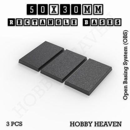 Rectangle Bases Range Sizes - 75x30mm to 125x40mm Medium Sizes 3d Print Full Range Tabletop Games