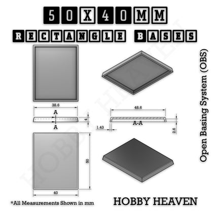 Rectangle Bases Range Sizes - 20x15mm to 75x25mm Small Sizes 3d Print Full Range Tabletop Games
