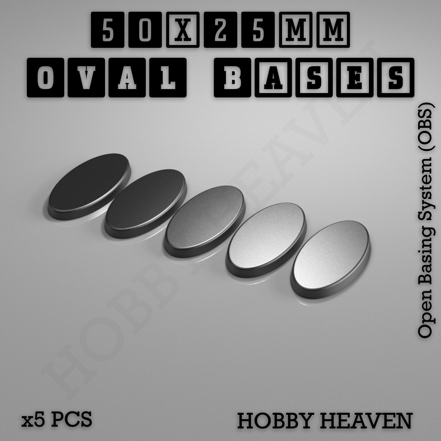 50x25mm Oval Textured Bases 3d Printed