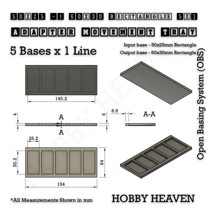 Square and Rectangle Movement Trays Adapters for Tabletop Games