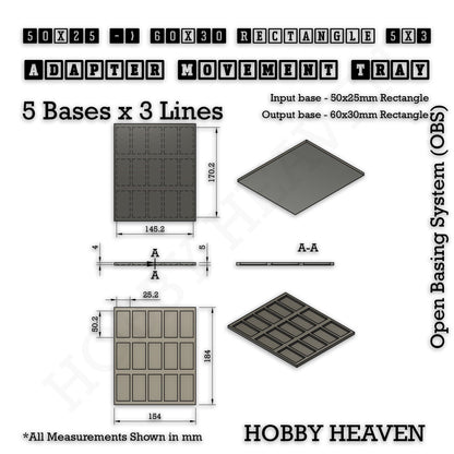Square and Rectangle Movement Trays Adapters for Tabletop Games