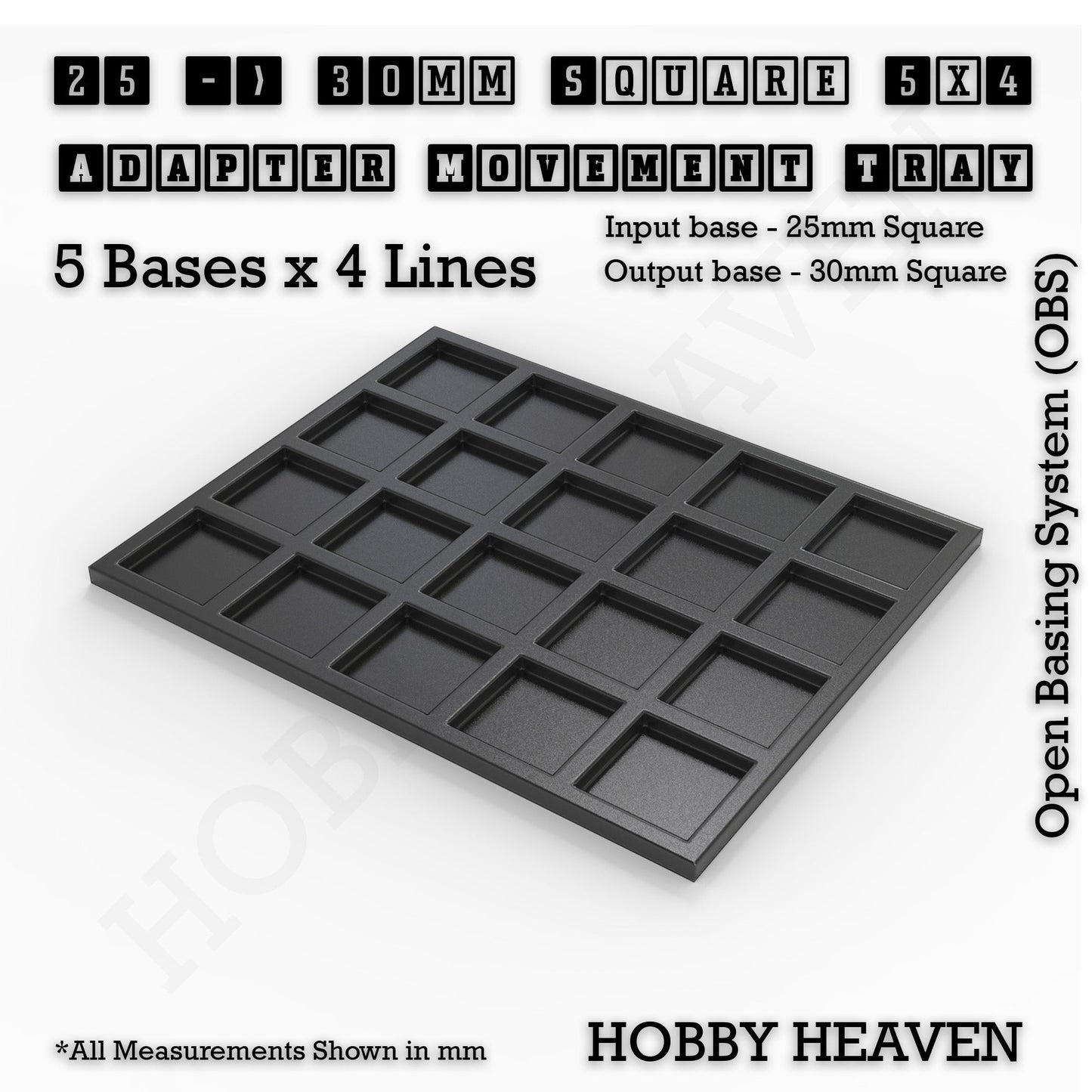 Square and Rectangle Movement Trays Adapters for Tabletop Games