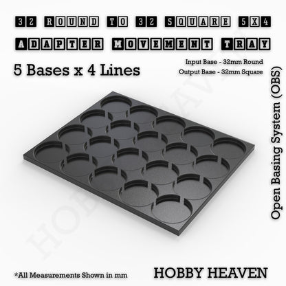 Round to Square Movement Trays Adapters for Tabletop Games