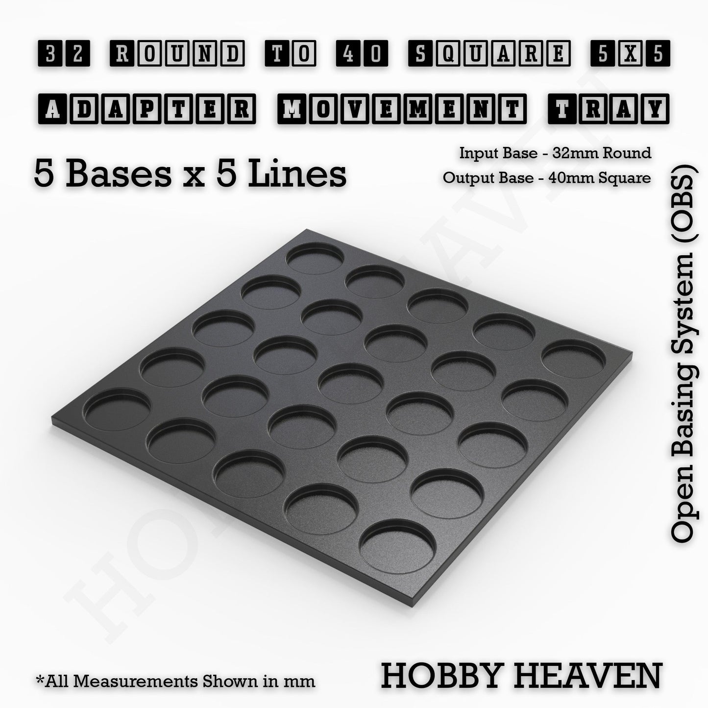 Round to Square Movement Trays Adapters for Tabletop Games
