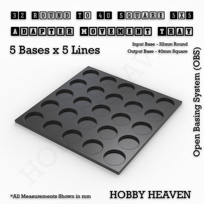 Round to Square Movement Trays Adapters for Tabletop Games