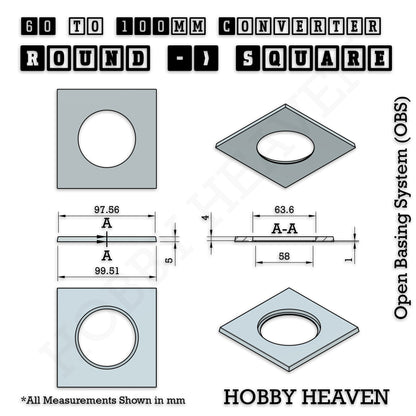 Round to Square Bases Shape and Size Converters 3d Print Full Range
