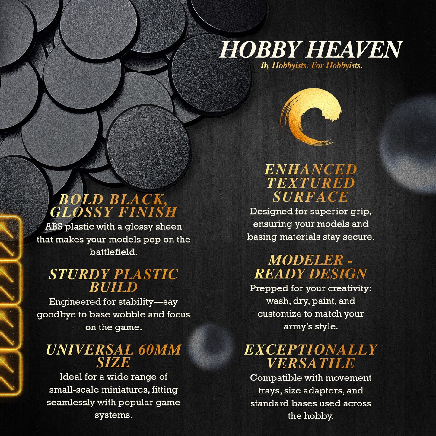 60mm Round Plain Plastic Bases