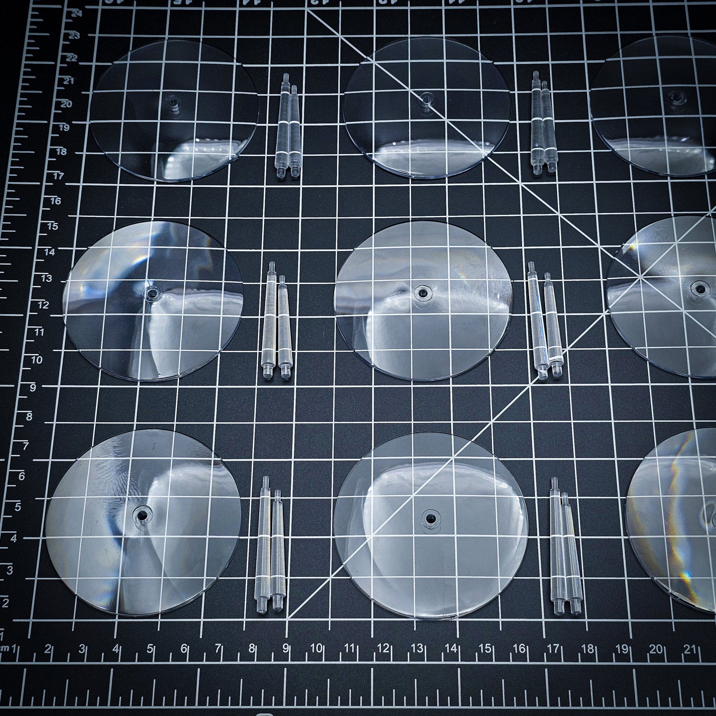 60mm Round Flying Bases – Clear Plastic Stands for Sci-Fi & Fantasy Wargaming Miniatures
