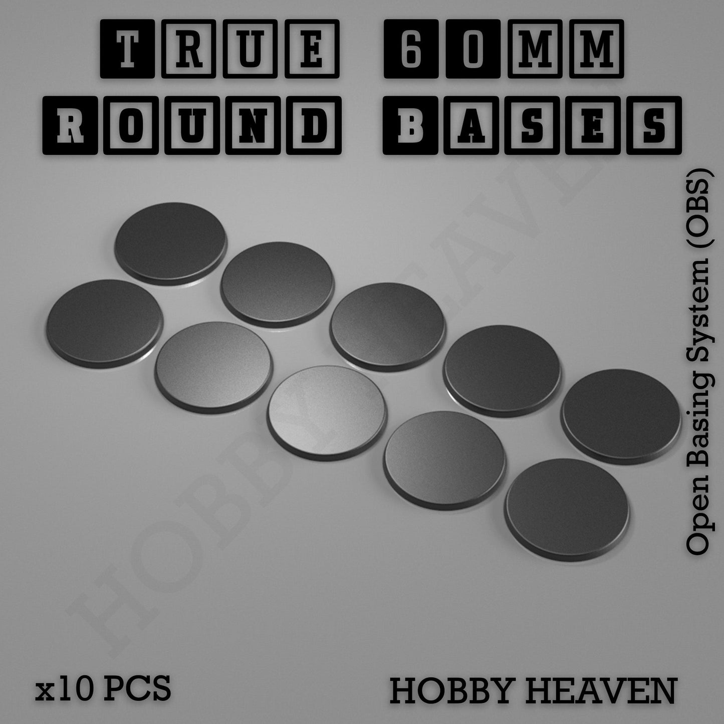 'True' 60mm Round Textured Bases 3d Printed