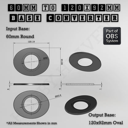 Round To Oval Bases Size Converters 3d Print Full Range