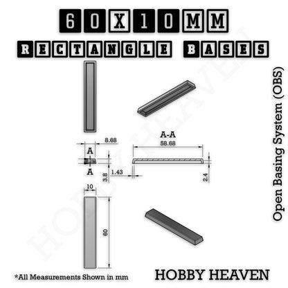 Rectangle Bases Range Sizes - 75x30mm to 125x40mm Medium Sizes 3d Print Full Range Tabletop Games