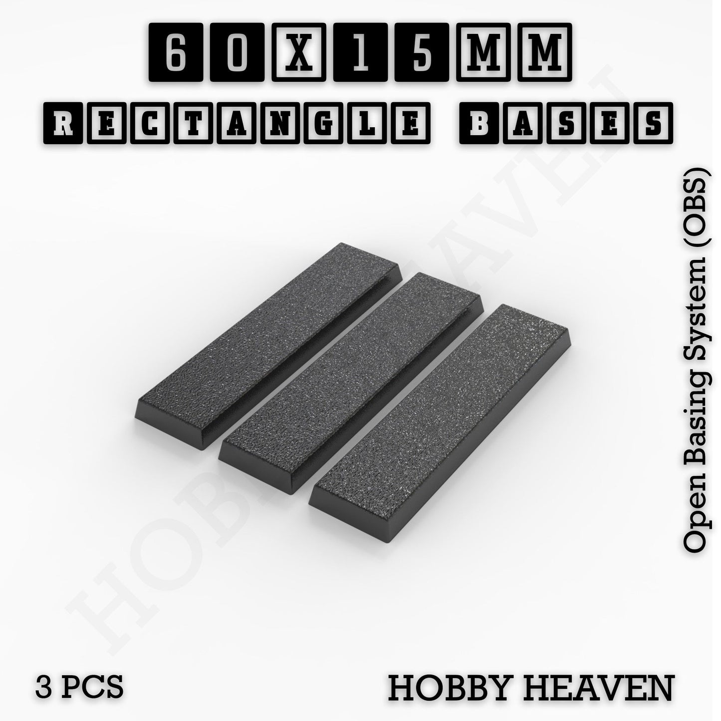 Rectangle Bases Range Sizes - 20x15mm to 75x25mm Small Sizes 3d Print Full Range Tabletop Games