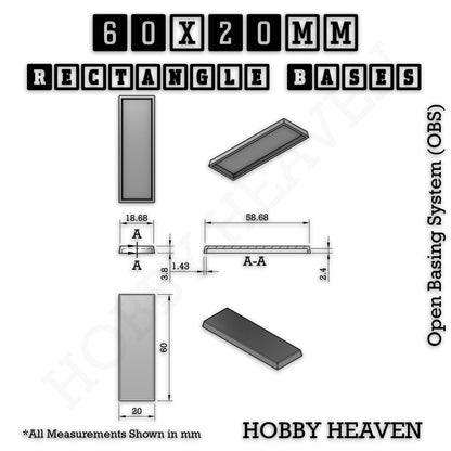 Rectangle Bases Range Sizes - 75x30mm to 125x40mm Medium Sizes 3d Print Full Range Tabletop Games
