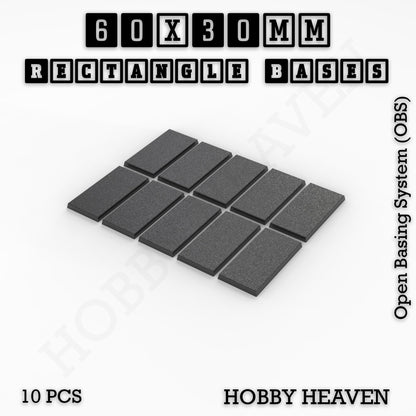 Rectangle Bases Range Sizes - 75x30mm to 125x40mm Medium Sizes 3d Print Full Range Tabletop Games