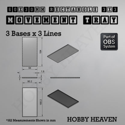 Rectangle Movement Trays | Cavalry & Monsters | 50×25-100×60mm | OBS System