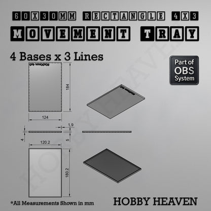 Rectangle Movement Trays | Cavalry & Monsters | 50×25-100×60mm | OBS System