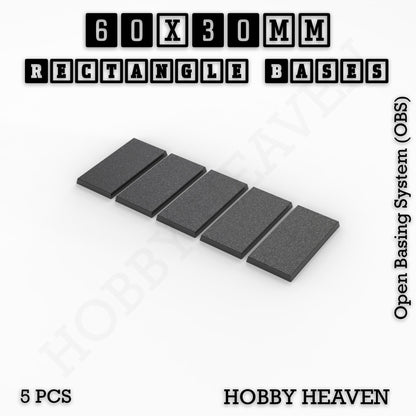 Rectangle Bases Range Sizes - 20x15mm to 75x25mm Small Sizes 3d Print Full Range Tabletop Games
