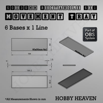 Rectangle Movement Trays | Cavalry & Monsters | 50×25-100×60mm | OBS System