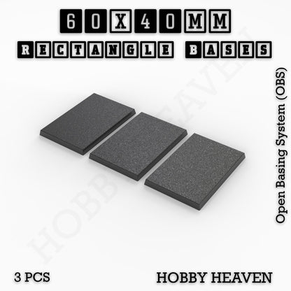 Rectangle Bases Range Sizes - 20x15mm to 75x25mm Small Sizes 3d Print Full Range Tabletop Games