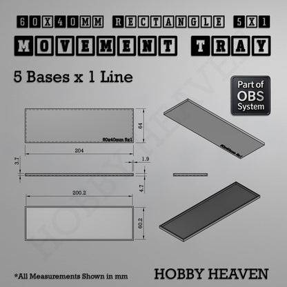 Rectangle Movement Trays | Cavalry & Monsters | 50×25-100×60mm | OBS System