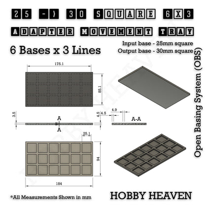 Square and Rectangle Movement Trays Adapters for Tabletop Games