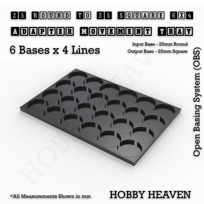 Round to Square Movement Trays Adapters for Tabletop Games