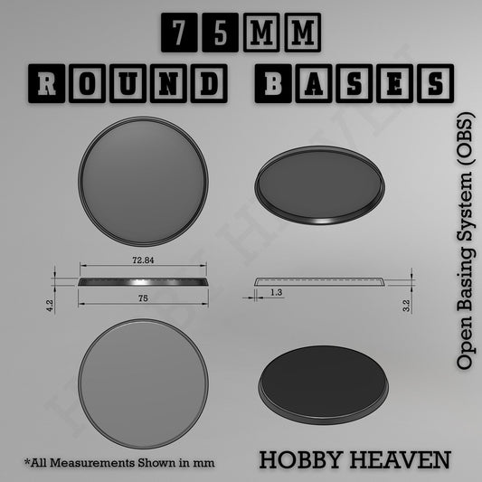 75mm Round Textured Bases 3d Printed
