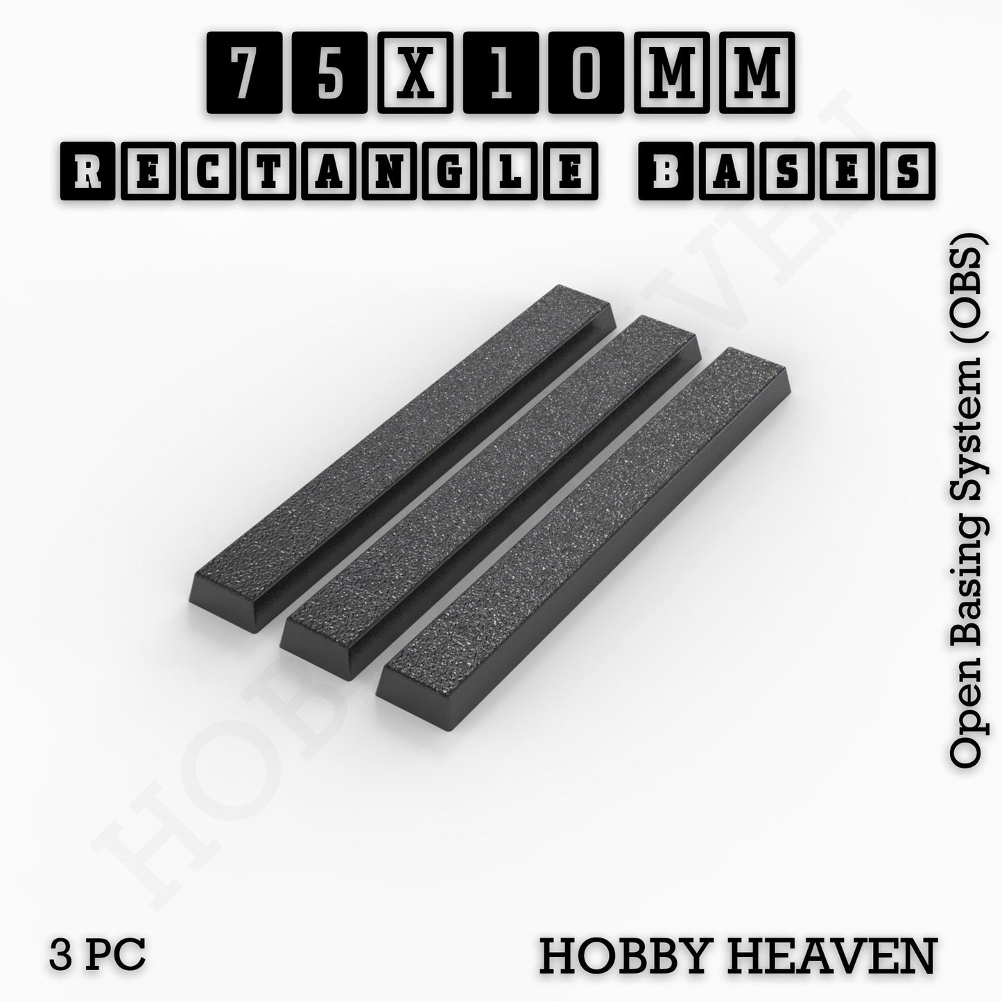 Rectangle Bases Range Sizes - 75x30mm to 125x40mm Medium Sizes 3d Print Full Range Tabletop Games