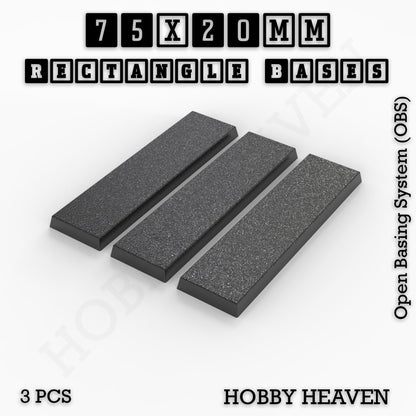 Rectangle Bases Range Sizes - 75x30mm to 125x40mm Medium Sizes 3d Print Full Range Tabletop Games