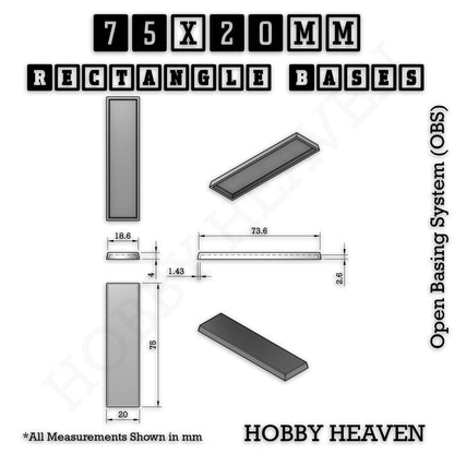 Rectangle Bases Range Sizes - 75x30mm to 125x40mm Medium Sizes 3d Print Full Range Tabletop Games
