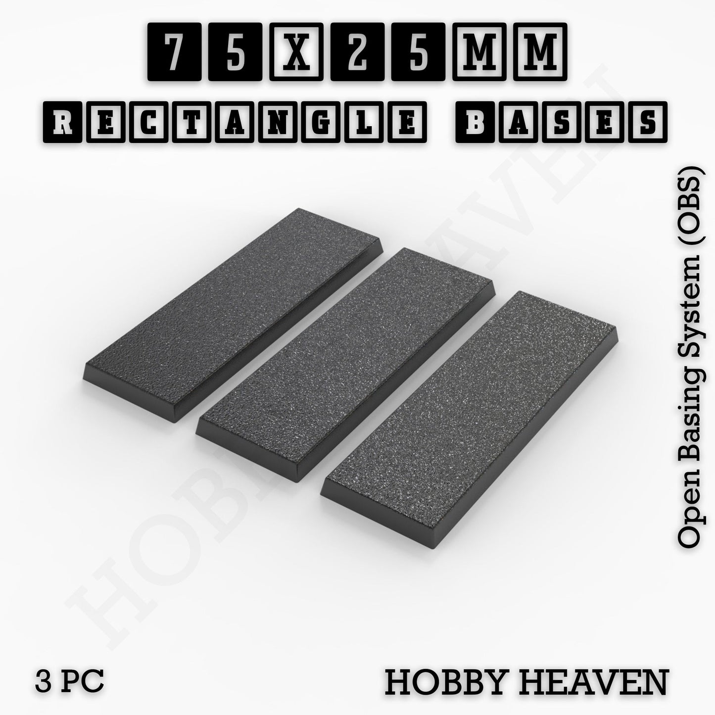 Rectangle Bases Range Sizes - 75x30mm to 125x40mm Medium Sizes 3d Print Full Range Tabletop Games