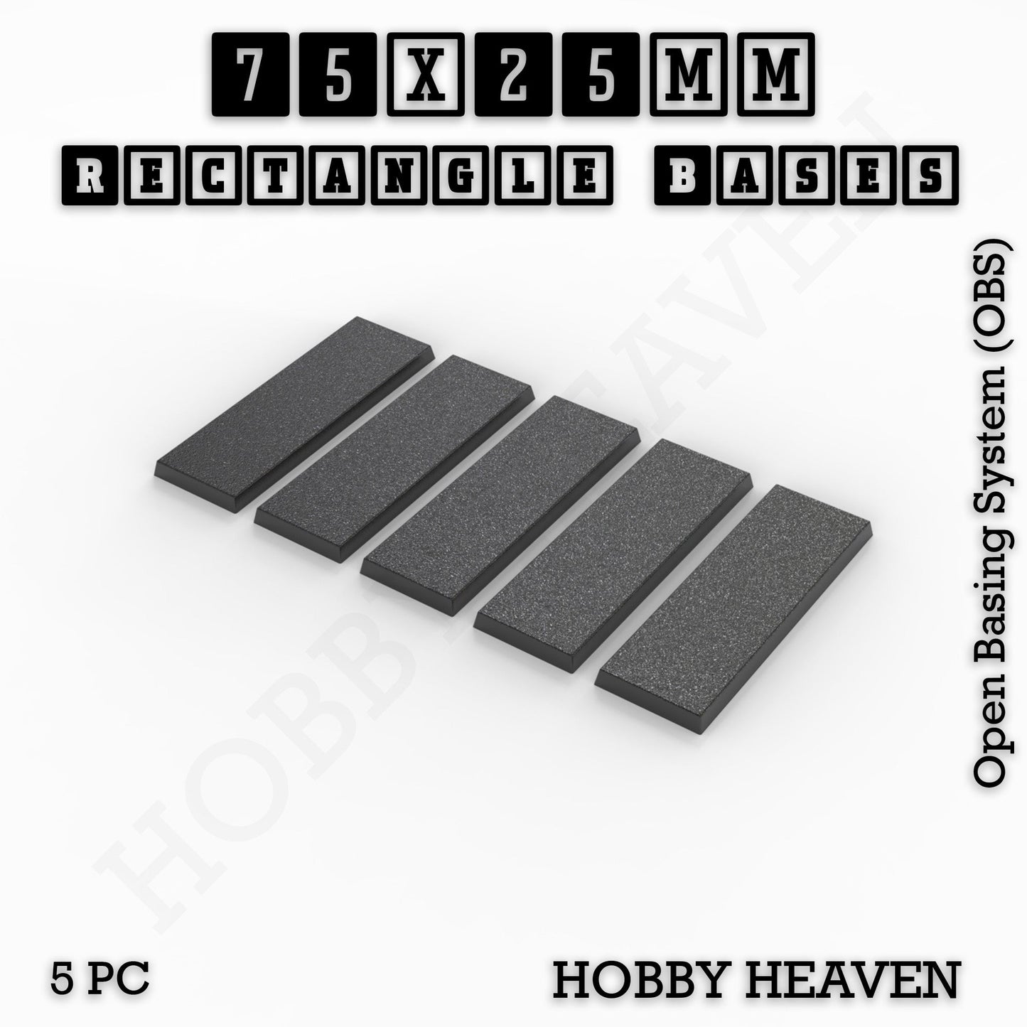 Rectangle Bases Range Sizes - 75x30mm to 125x40mm Medium Sizes 3d Print Full Range Tabletop Games