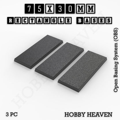 Rectangle Bases Range Sizes - 75x30mm to 125x40mm Medium Sizes 3d Print Full Range Tabletop Games