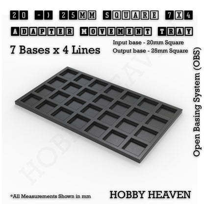 Square and Rectangle Movement Trays Adapters for Tabletop Games