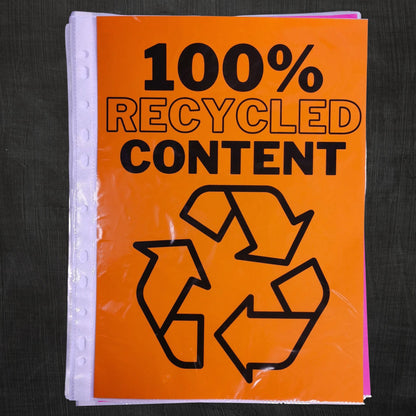 Clear View 100% Recycled A4 Punched Pockets Pack of 100, 30 Micron Thick