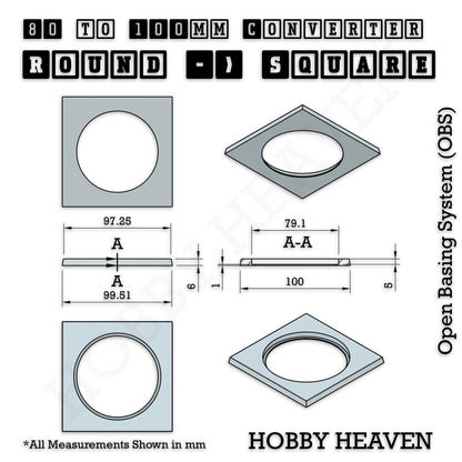 Round to Square Bases Shape and Size Converters 3d Print Full Range
