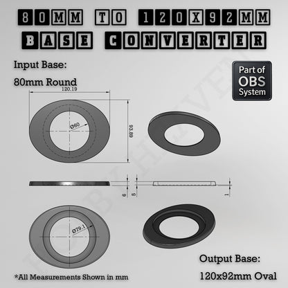 Round To Oval Bases Size Converters 3d Print Full Range