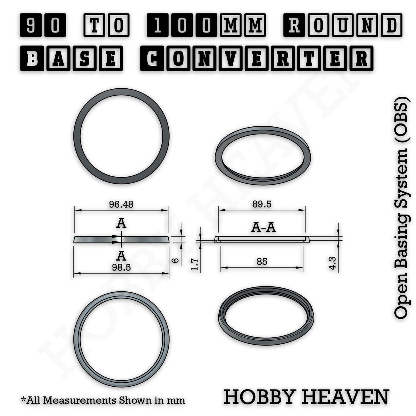 Round Bases Size Converters Round to Round 3d Print Full Range