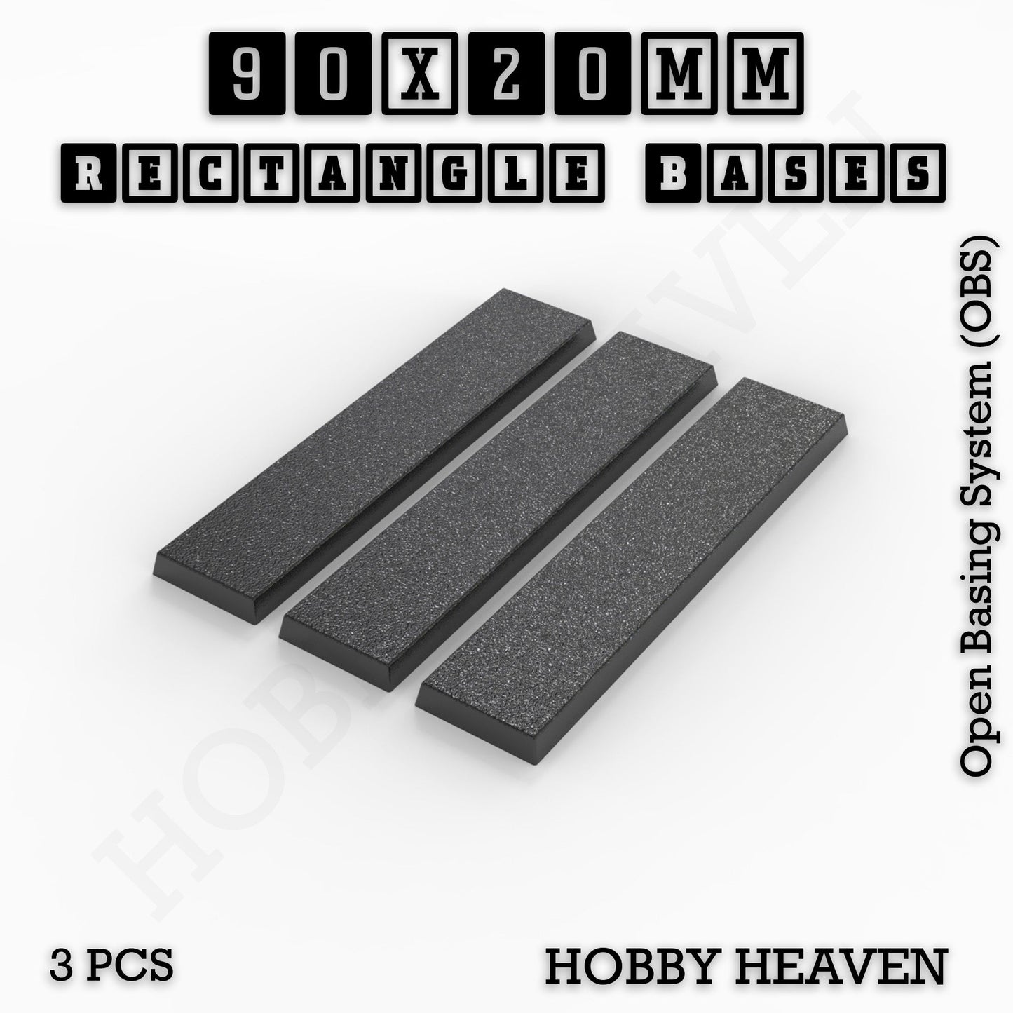 Rectangle Bases Range Sizes - 75x30mm to 125x40mm Medium Sizes 3d Print Full Range Tabletop Games