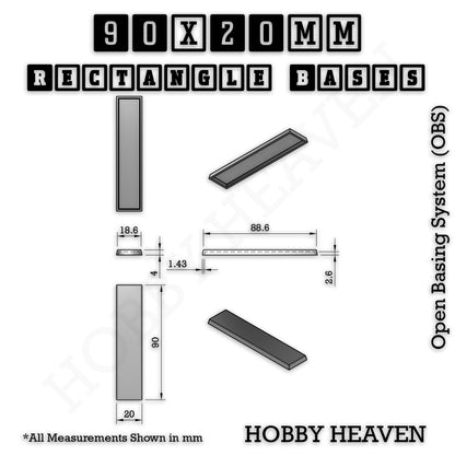 Rectangle Bases Range Sizes - 75x30mm to 125x40mm Medium Sizes 3d Print Full Range Tabletop Games