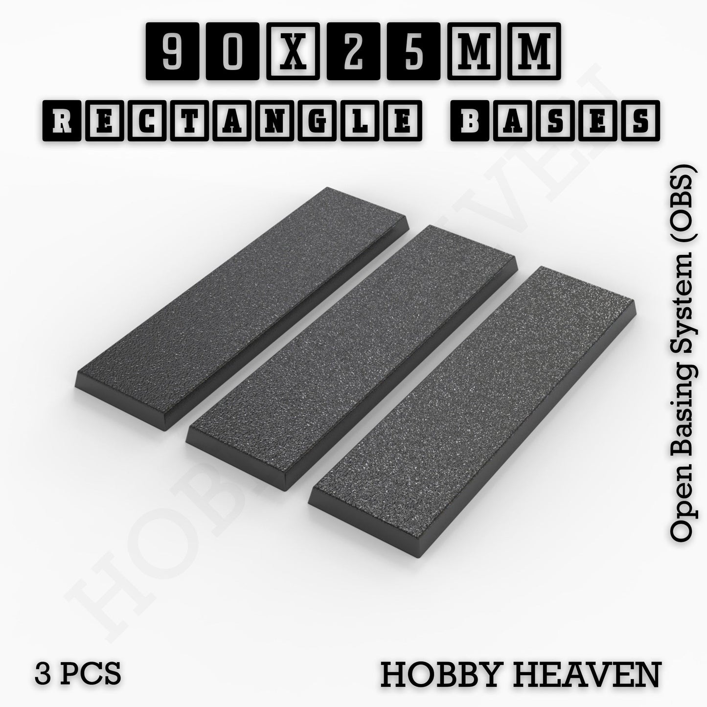 Rectangle Bases Range Sizes - 75x30mm to 125x40mm Medium Sizes 3d Print Full Range Tabletop Games
