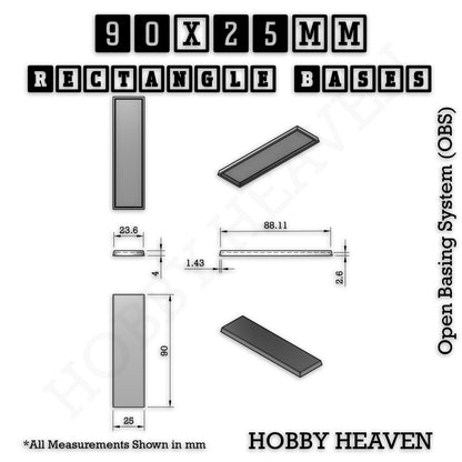 Rectangle Bases Range Sizes - 75x30mm to 125x40mm Medium Sizes 3d Print Full Range Tabletop Games
