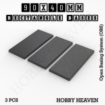 Rectangle Bases Range Sizes - 75x30mm to 125x40mm Medium Sizes 3d Print Full Range Tabletop Games