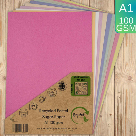 A1 Sugar Paper Pastel Shades - 100gsm Eco-Friendly Paper