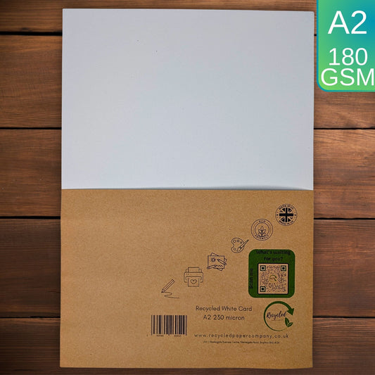 A2 Recycled White Card 180gsm - Perfect for Crafting, Modelling & Printing
