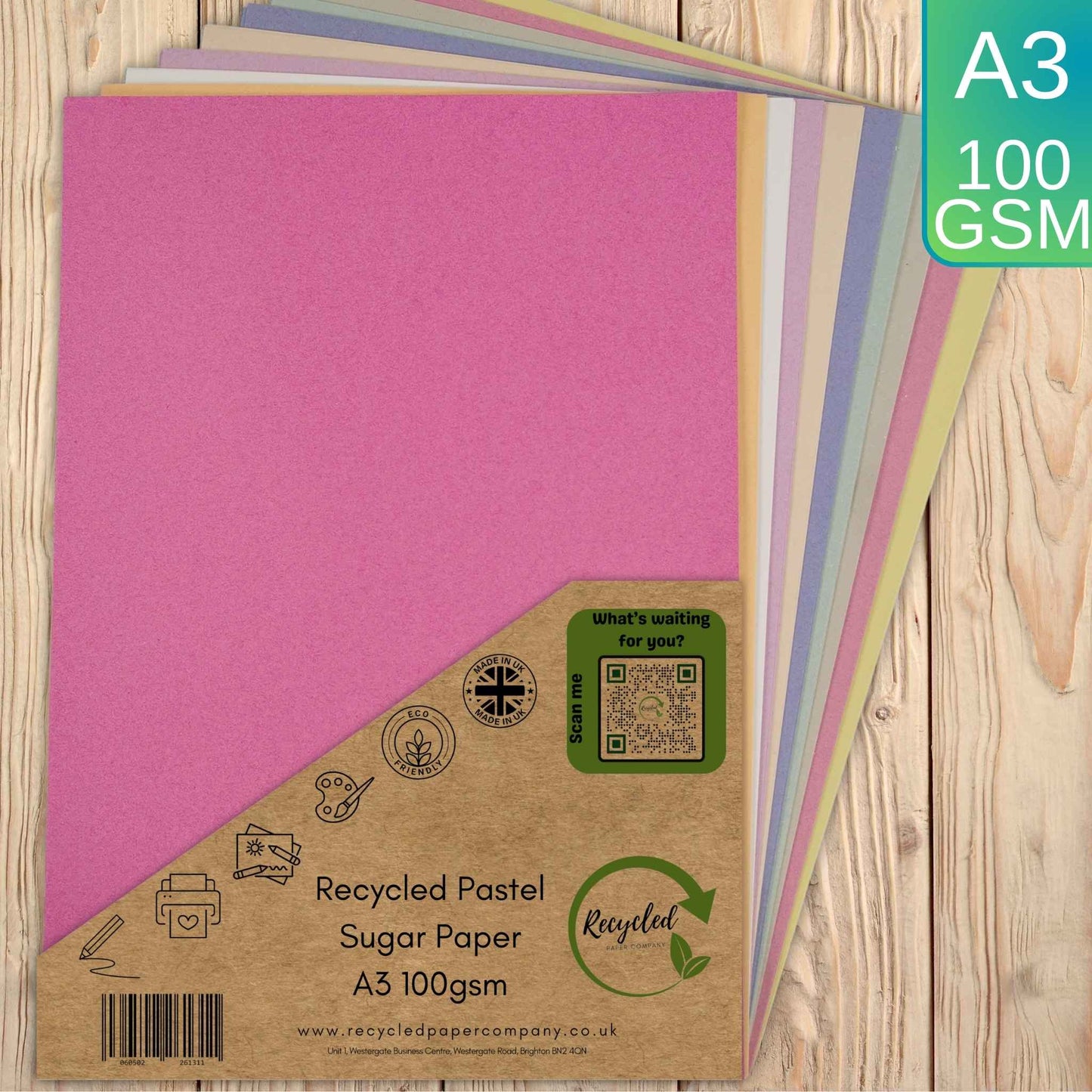 A3 Pastel Sugar Paper 100gsm