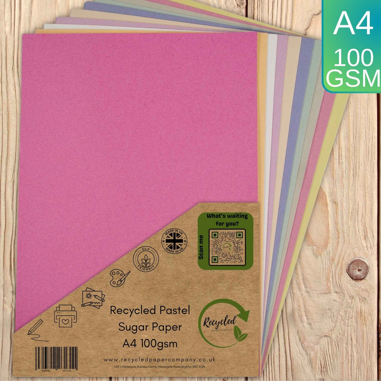 A4 Pastel Sugar Paper 100gsm