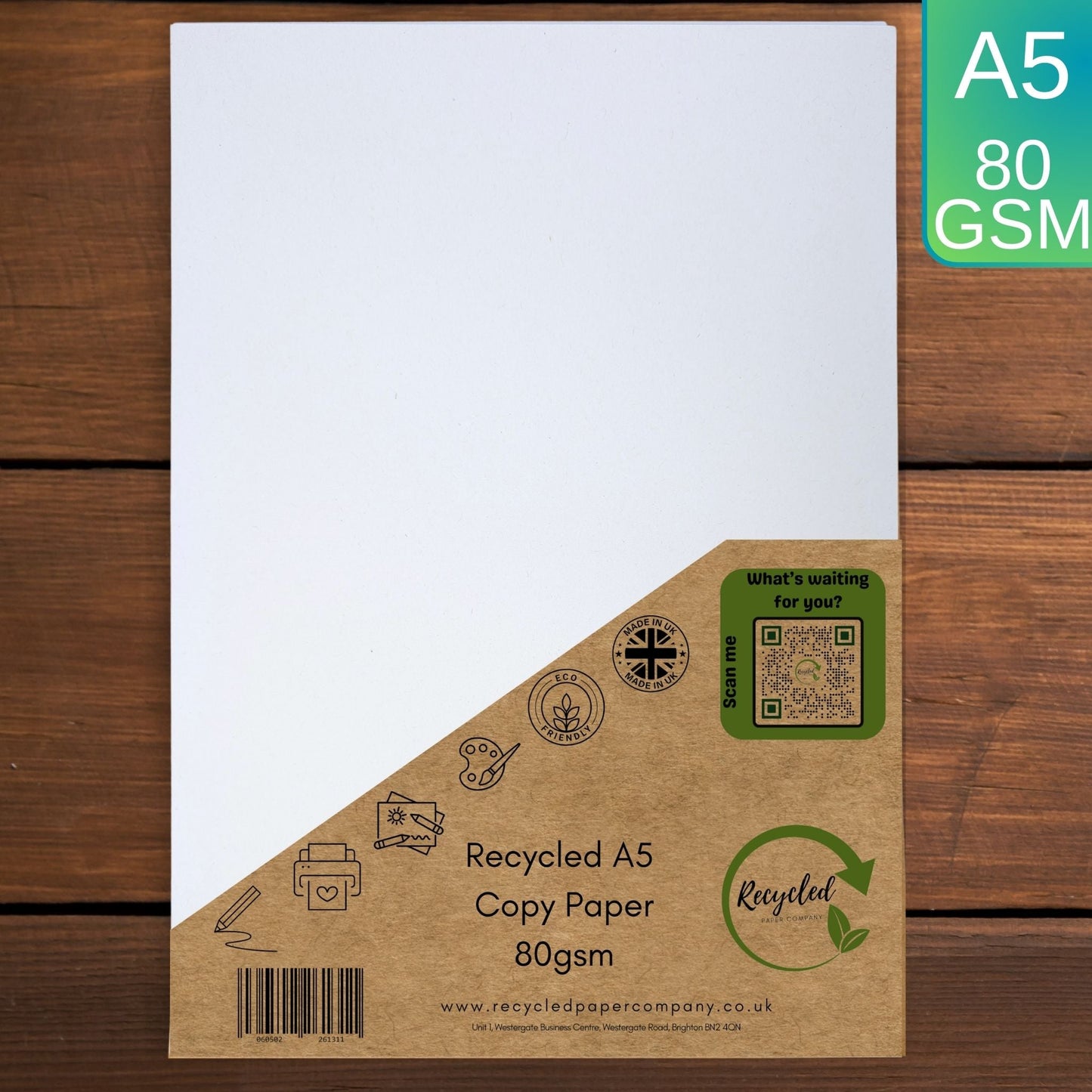 White A5 100% Recycled Copy Printer Office Paper Sheets 80gsm