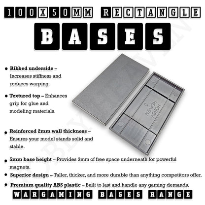 100x50mm | 50x100mm Rectangular Plain Plastic Bases | Versatile Miniature Stands